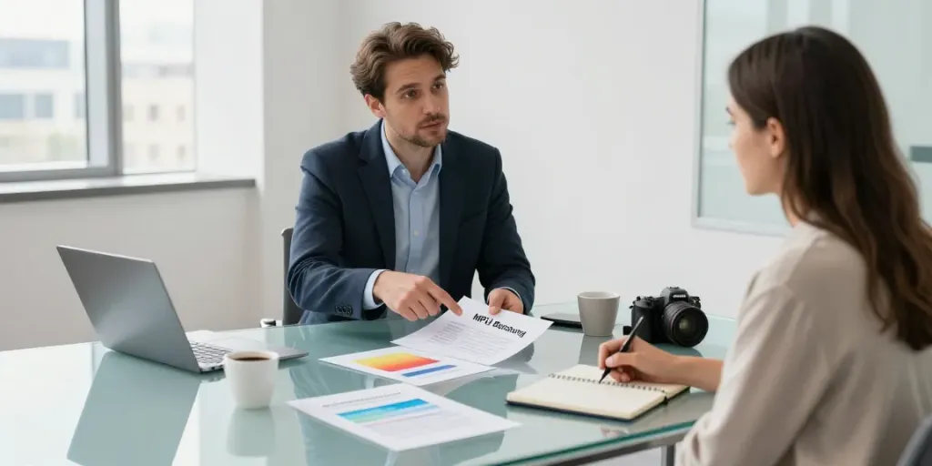 MPU Beratung Hannover: Professionelle Beratungsszene zwischen Berater und Klient in modernem Büro.